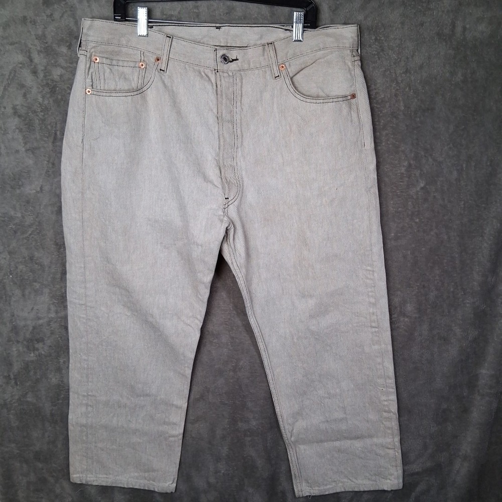 Levis 501 Mens 42x34 Classic Straight Black Bleached Washed Mid Rise Button Fly